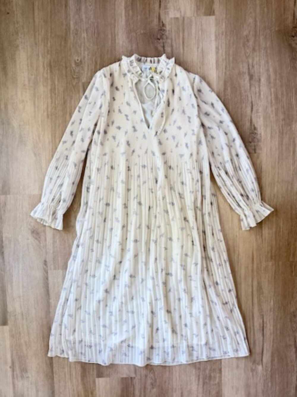 GANNI Cream Floral Georgette Midi Dress Sz 36/US6 - Picture 2 of 12